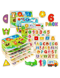 Paquete de 6 Rompecabezas de Madera Attmu para Niños
