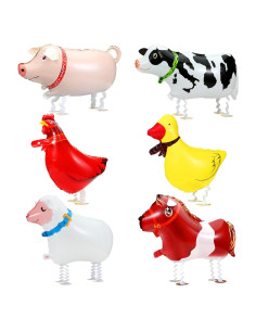 Globos de Animales de Granja Kesote - 6 Piezas 43x63 cm