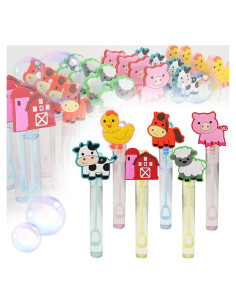 24 Varitas de Burbujas de Animales de Granja Focut