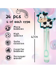 24 Varitas de Burbujas de Animales de Granja Focut 2