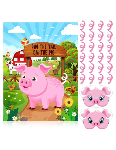 Juego de Fiesta de Animales de Granja Faccito - Poner la Cola