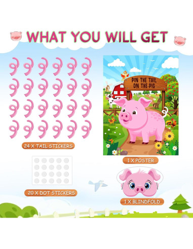 Juego de Fiesta de Animales de Granja Faccito - Poner la Cola