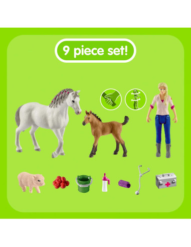 Schleich Juguete de Granja Veterinario y Animales 9 Piezas