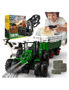 Tractor Control Remoto Gohero con Remolque y Animales