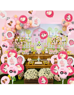 36 Globos de Animales de Granja Rosa KREATWOW 30 cm Fiesta 2
