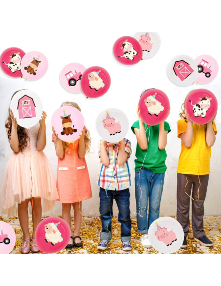 36 Globos de Animales de Granja Rosa KREATWOW 30 cm Fiesta