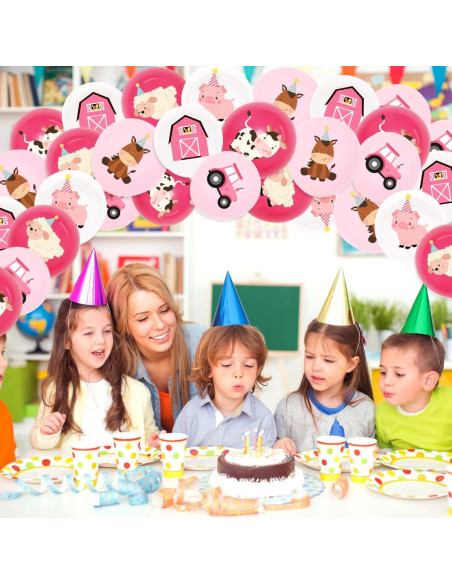 36 Globos de Animales de Granja Rosa KREATWOW 30 cm Fiesta