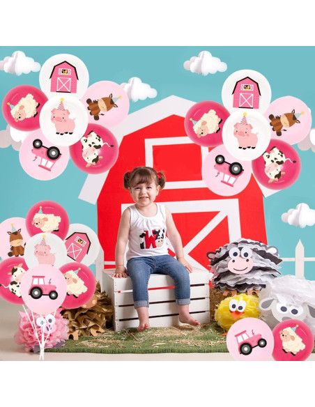 36 Globos de Animales de Granja Rosa KREATWOW 30 cm Fiesta