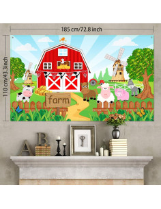 Banner de Fondo de Animales de Granja Blulu 185x110 cm 2