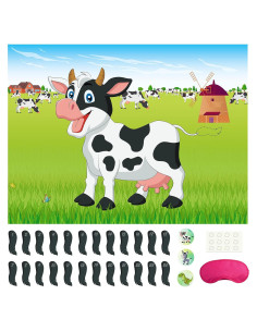 Juego de Pin the Tail on The Cow Morcheiong 48 colas fiesta