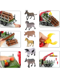 Camión de Madera MOBIUS con Grúa y Animales de Granja 2