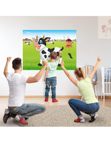 Juego de Pin the Tail on The Cow Morcheiong 48 colas fiesta