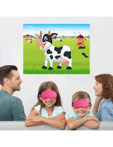 Juego de Pin the Tail on The Cow Morcheiong 48 colas fiesta