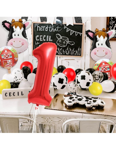 Globos de Vaca Flballoon para Fiesta de Cumpleaños 1 Año