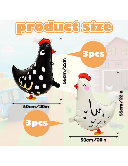 6 Globos de Pollo Caminando para Fiesta de Cumpleaños