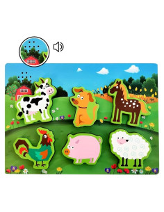 Rompecabezas de Sonido de Animales de Granja Exploratoy 6 Piezas