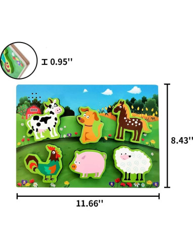 Rompecabezas de Sonido de Animales de Granja Exploratoy 6 Piezas