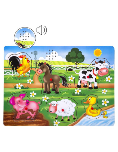 Rompecabezas de Sonido de Animales de Granja - ExploratoY 6 Piezas