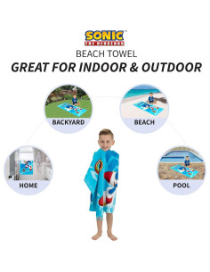 Toalla de Playa Franco Kids Sonic 147x71 cm Suave Algodón 2
