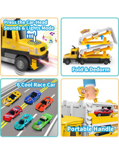 Camión Transportador DWI Dowellin con Pista 140cm y 6 Coches 2