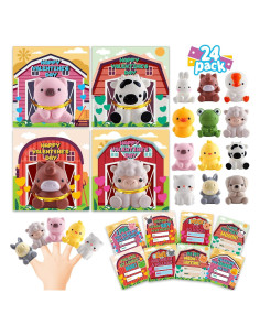 Paquete de 24 títeres de dedo AuroTops con tarjetas San Valentín