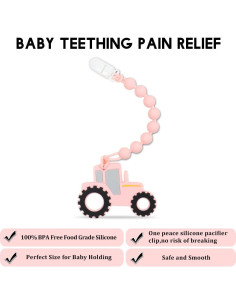 Mordedor de Silicona AmazingM Tractor Rosa para Bebés 2