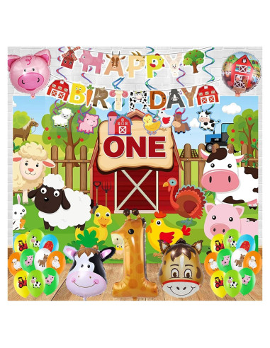 Decoración de Fiesta de Cumpleaños DUNSACE Animales de Granja