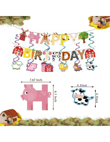 Decoración de Fiesta de Cumpleaños DUNSACE Animales de Granja