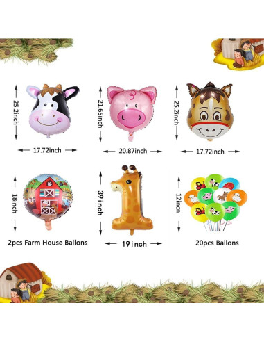 Decoración de Fiesta de Cumpleaños DUNSACE Animales de Granja