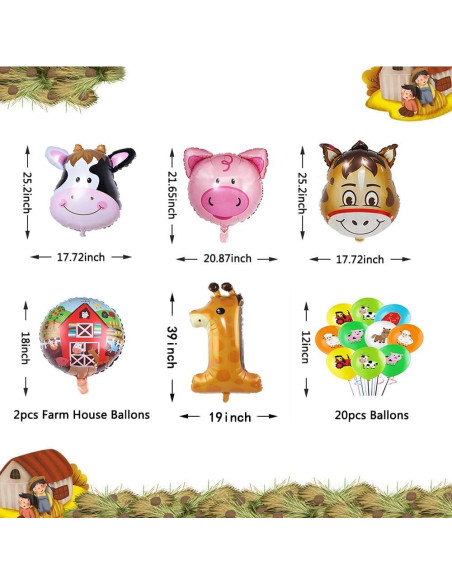 Decoración de Fiesta de Cumpleaños DUNSACE Animales de Granja