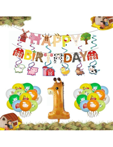 Decoración de Fiesta de Cumpleaños DUNSACE Animales de Granja