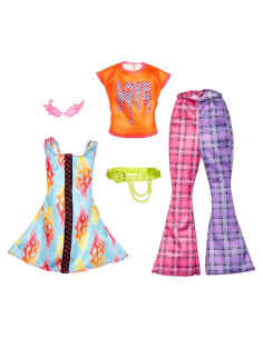 Conjunto de Ropa Barbie 2 Atuendos Rock 'n Roll y Accesorios