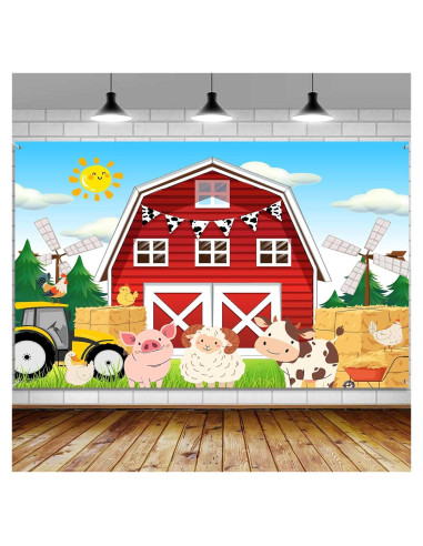 Banner de Fondo de Granja Ptrxobj 180x110 cm Rojo