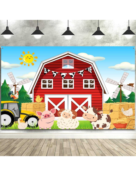 Banner de Fondo de Granja Ptrxobj 180x110 cm Rojo