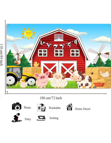Banner de Fondo de Granja Ptrxobj 180x110 cm Rojo