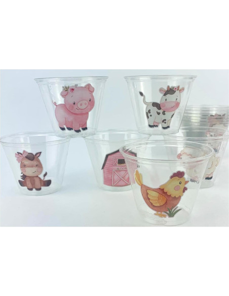 Vasos de Fiesta Stesha Party 8 oz Animales de Granja Set 12