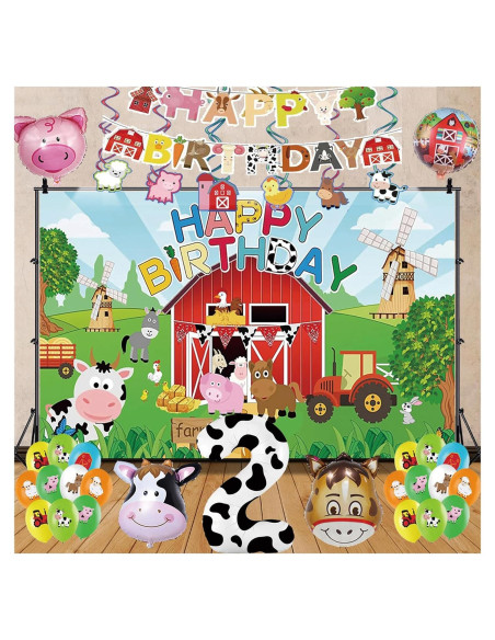 Decoración de Globos de Fiesta de Animales de Granja DUNSACE