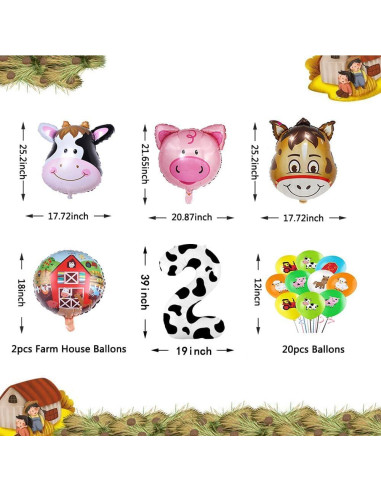 Decoración de Globos de Fiesta de Animales de Granja DUNSACE