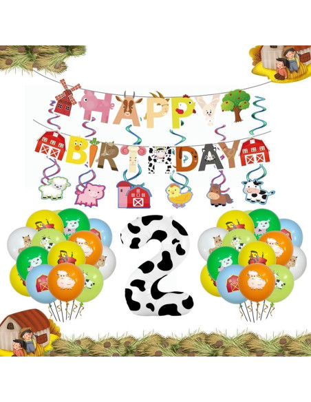 Decoración de Globos de Fiesta de Animales de Granja DUNSACE