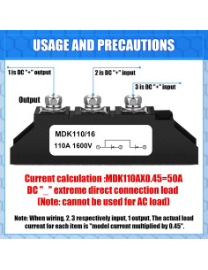 Diodo Solar Yexiya MDK 110A-16 Antirreversa 1600V 100A 2