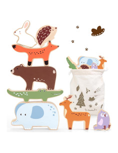 Juguete de Apilamiento de Madera PairPear 9 Animales 18 meses+