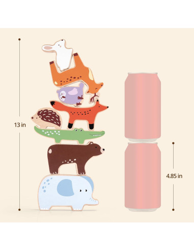 Juguete de Apilamiento de Madera PairPear 9 Animales 18 meses+