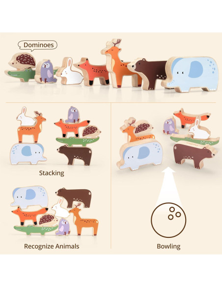 Juguete de Apilamiento de Madera PairPear 9 Animales 18 meses+ Juguete de Apilamiento de Madera PairPear 9 Animales 18 meses+