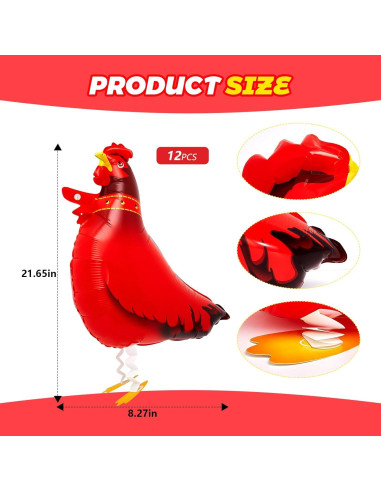 Globos de Pollo Libima 12 Pcs Decoración Fiesta 55x21 cm