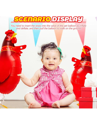 Globos de Pollo Libima 12 Pcs Decoración Fiesta 55x21 cm