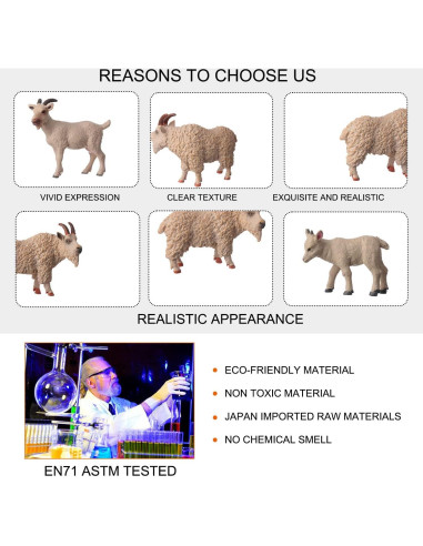 Figuras de Animales 4pcs JOKFEICE Cabra Blanca Juguetes Educativos