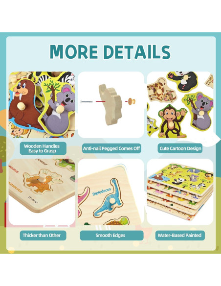 Rompecabezas de Clavos de Madera Edutree 5 Piezas Montessori Rompecabezas de Clavos de Madera Edutree 5 Piezas Montessori