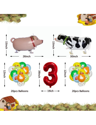 Decoración de Fiesta Granja AMZYXH Globo Número 3