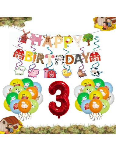 Decoración de Fiesta Granja AMZYXH Globo Número 3