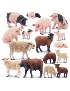 Figuras de Animales de Granja Toymany 16PCS Cerdo y Oveja